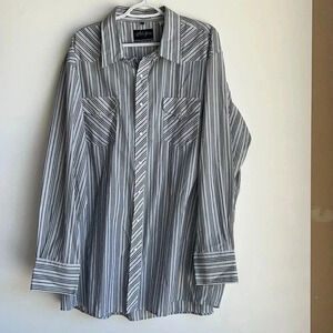 White Horse Striped Long Sleeve Snap Down Shirt, Men’s Size XXL